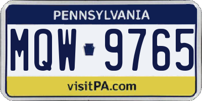 PA license plate MQW9765