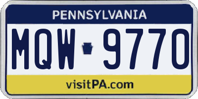 PA license plate MQW9770