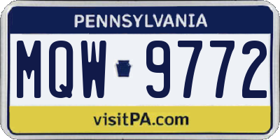 PA license plate MQW9772