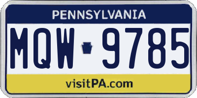 PA license plate MQW9785