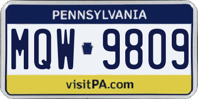 PA license plate MQW9809