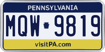 PA license plate MQW9819