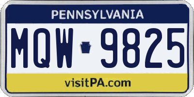 PA license plate MQW9825