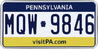 PA license plate MQW9846