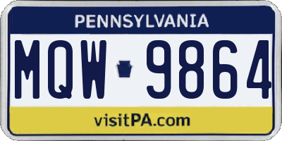 PA license plate MQW9864