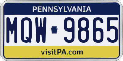 PA license plate MQW9865