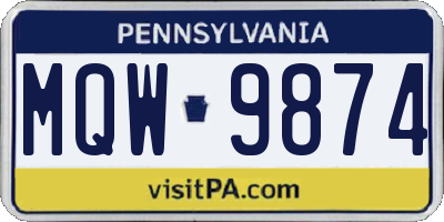 PA license plate MQW9874