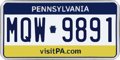 PA license plate MQW9891