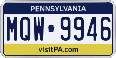 PA license plate MQW9946
