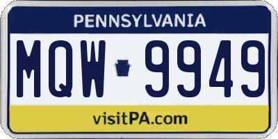 PA license plate MQW9949
