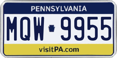 PA license plate MQW9955