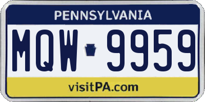 PA license plate MQW9959
