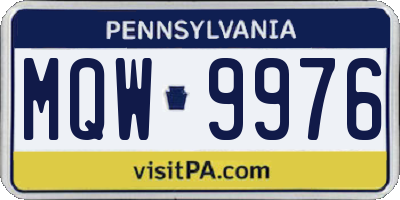PA license plate MQW9976
