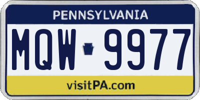PA license plate MQW9977