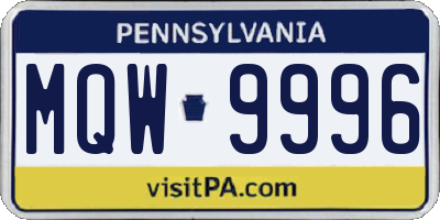 PA license plate MQW9996