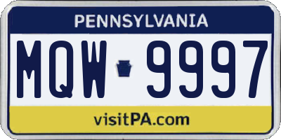 PA license plate MQW9997