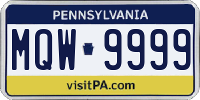 PA license plate MQW9999
