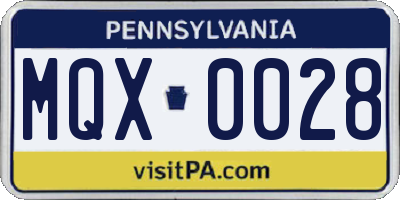 PA license plate MQX0028