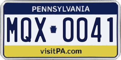 PA license plate MQX0041