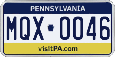 PA license plate MQX0046