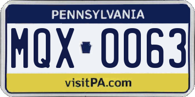 PA license plate MQX0063