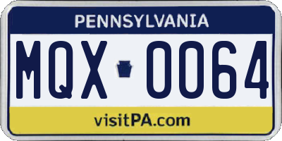 PA license plate MQX0064