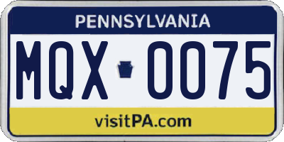 PA license plate MQX0075