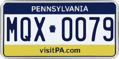 PA license plate MQX0079