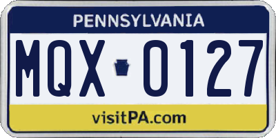 PA license plate MQX0127