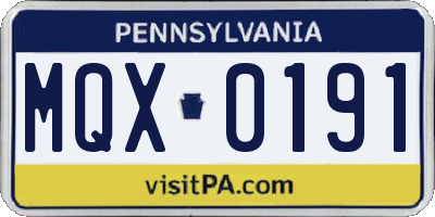 PA license plate MQX0191