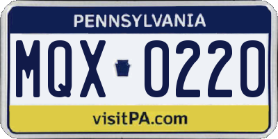 PA license plate MQX0220