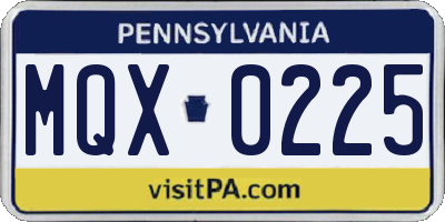 PA license plate MQX0225