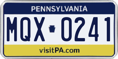 PA license plate MQX0241
