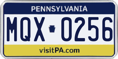 PA license plate MQX0256