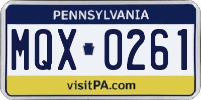 PA license plate MQX0261