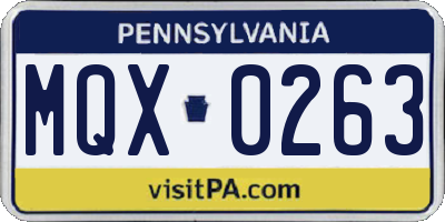 PA license plate MQX0263