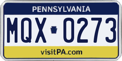 PA license plate MQX0273