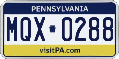 PA license plate MQX0288