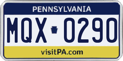 PA license plate MQX0290