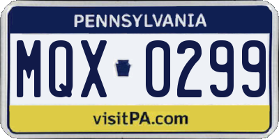 PA license plate MQX0299