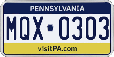 PA license plate MQX0303