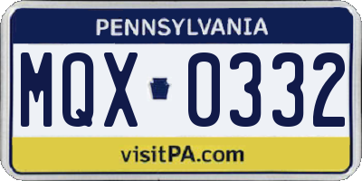 PA license plate MQX0332