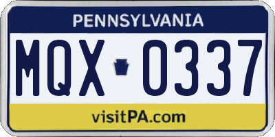 PA license plate MQX0337