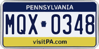 PA license plate MQX0348