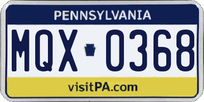 PA license plate MQX0368