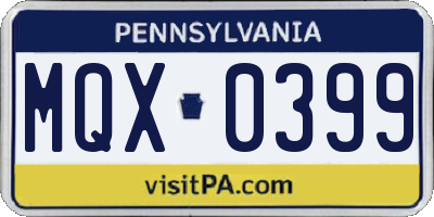 PA license plate MQX0399