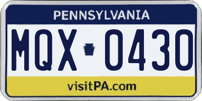 PA license plate MQX0430