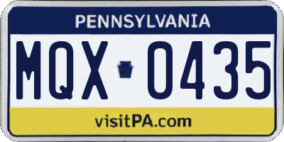 PA license plate MQX0435