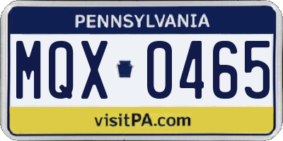 PA license plate MQX0465
