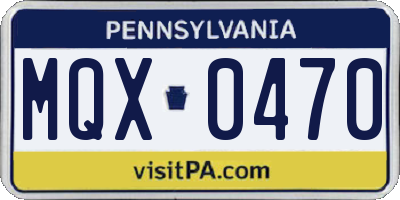 PA license plate MQX0470